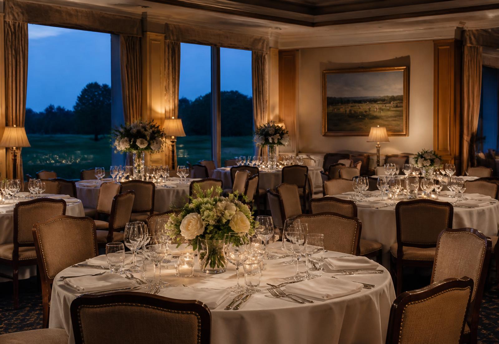 A golf club function room set for a society dinner